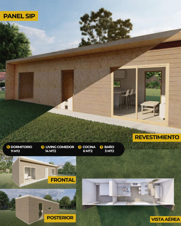 Modelo Cabaña 2 ambientes 36 M2 (A)